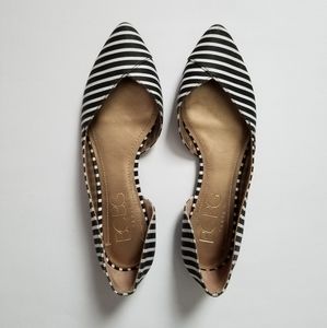 BCBG Black and White Striped Flats Size 7.5
